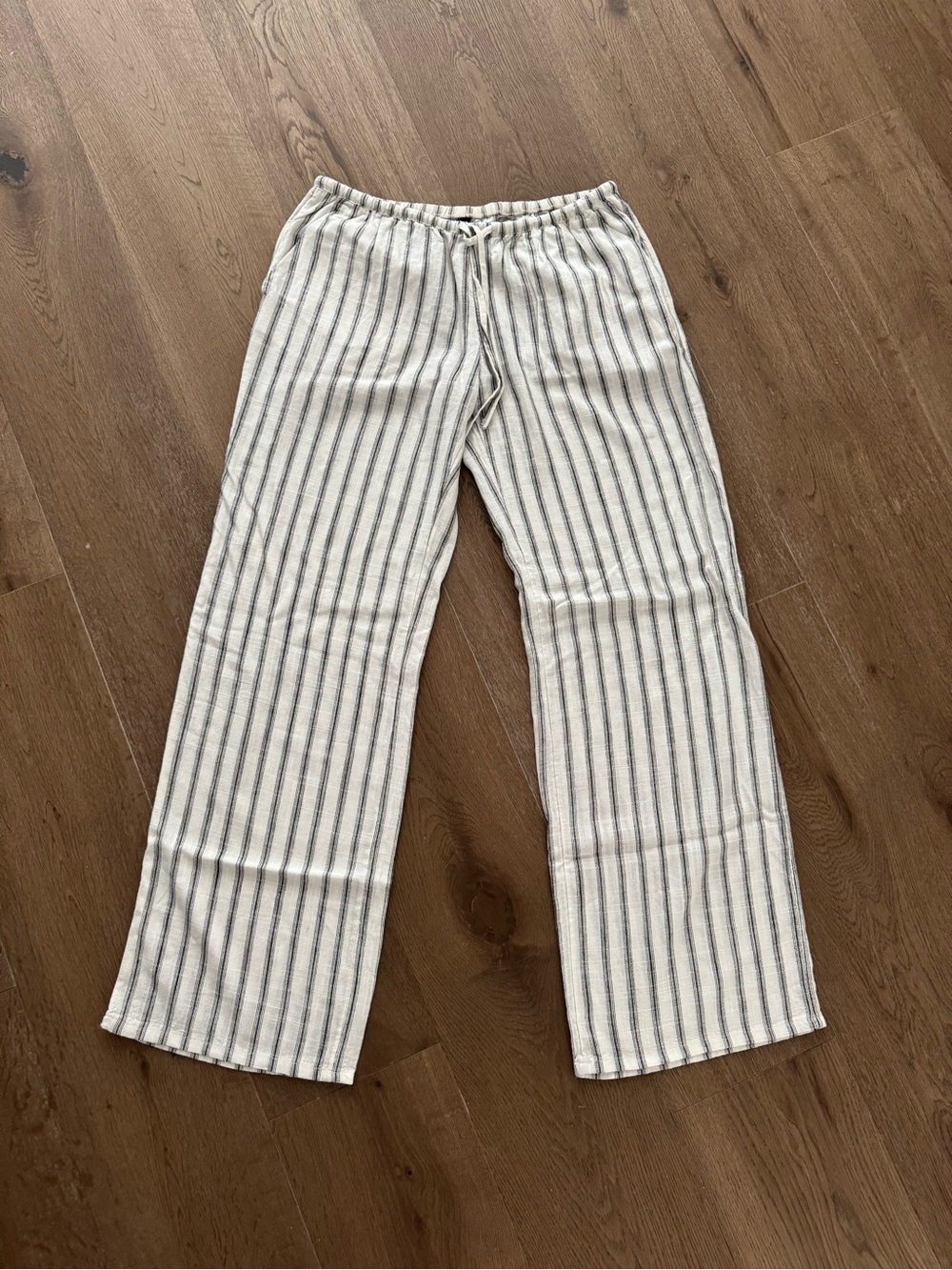 Divided Cream and Navy Vertical-Stripe pants